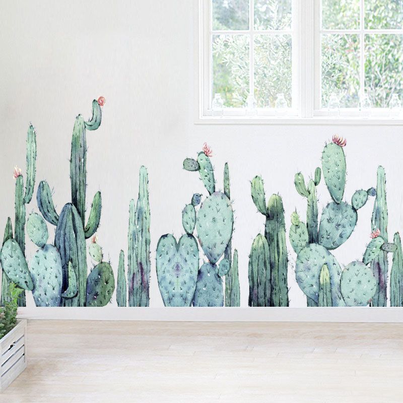 Miico 2pcs Crtane Zidne Naljepnice Kaktusi Biljke Tiskanje Naljepnica Dječja Soba Dekoracija Vrtića