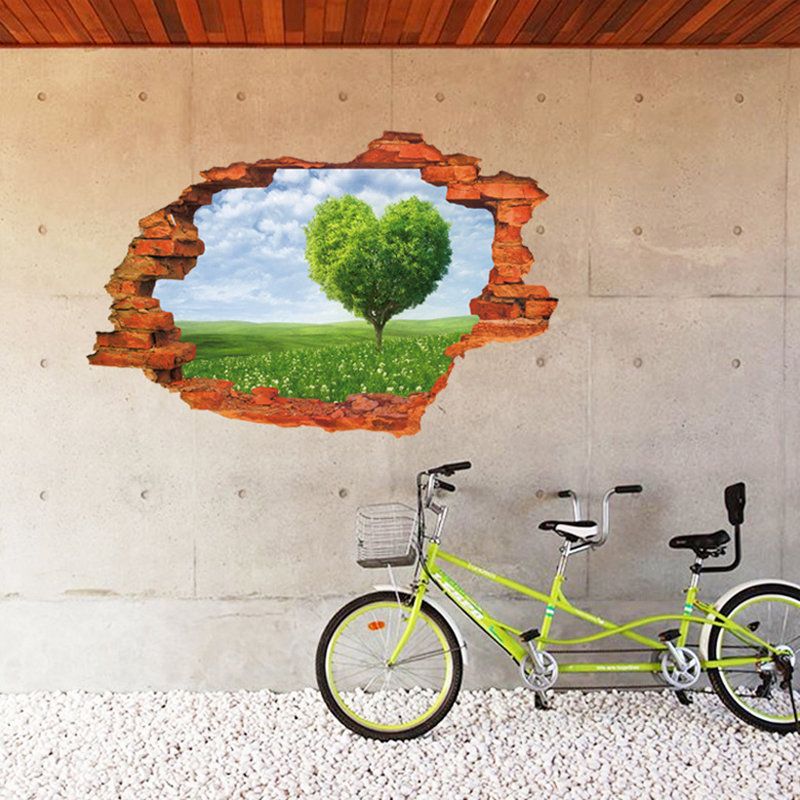 Miico Creative 3d Love Tree Scenery Slomljeni Zid Dekorativna Naljepnica Za Kućnu Sobu Koja Se Može Ukloniti