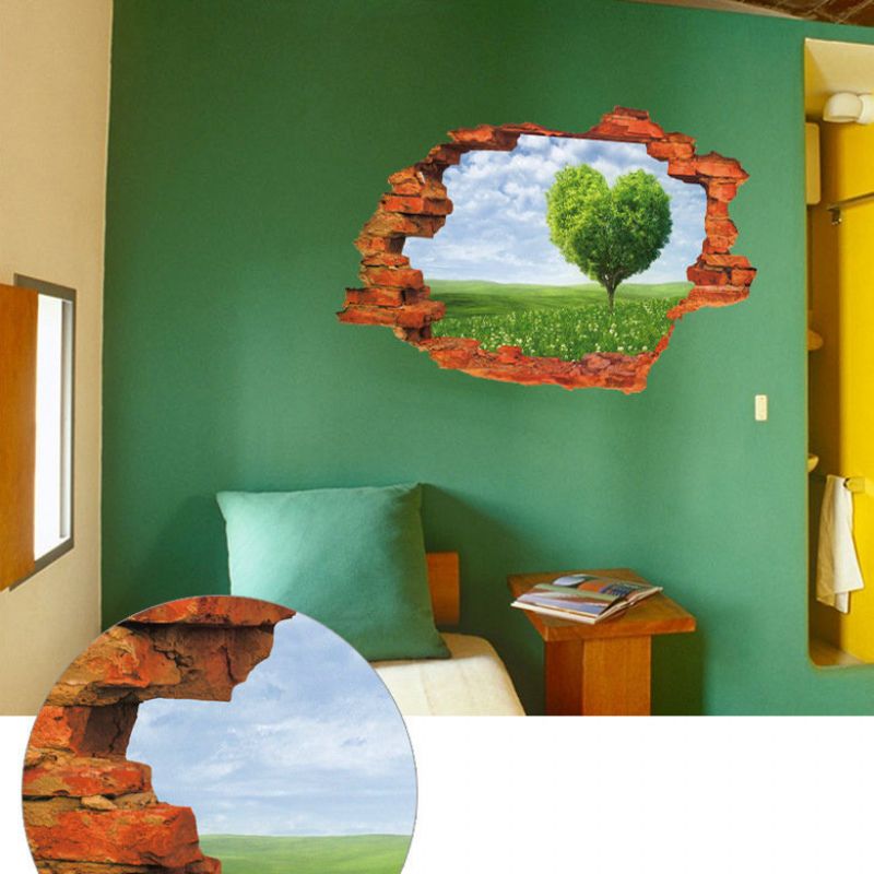 Miico Creative 3d Love Tree Scenery Slomljeni Zid Dekorativna Naljepnica Za Kućnu Sobu Koja Se Može Ukloniti
