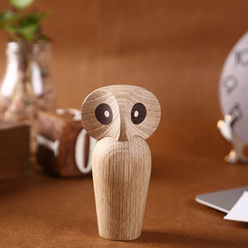Nordijski Stil Uređenje Doma Rukotvorine Za Drvene Proizvode Sova Hrastovo Drvo Kreativna Lutka