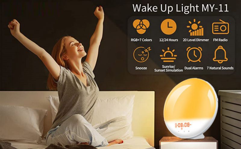 Pametno Svjetlo Za Buđenje Work Sunrise Digitalna Budilica Sa Simulacijom Zalaska Sunca Prirodni Zvukovi I Alarmi