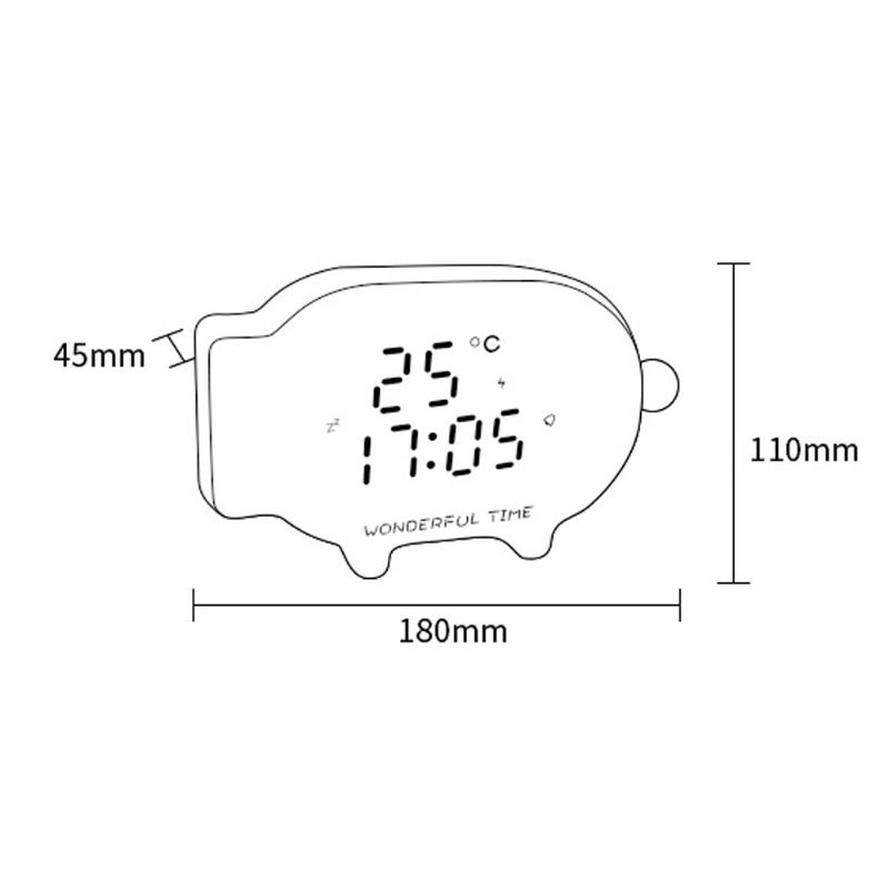 Preslatka Crtana Svjetiljka Za Sat Sa Svinjom Za Unutarnju Spavaću Sobu Višenamjenska Noćna S Led Ekranom Usb Punjiva Budilica S Glasovnom Kontrolom