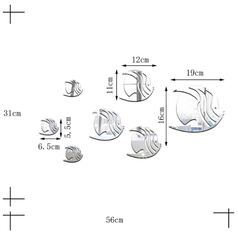 Riba S Mjehurićima Zidna Naljepnica Ocean Fish Ogledalo Samoljepljiva Akrilna Prikladno Za Dječju Sobu U Vrtiću