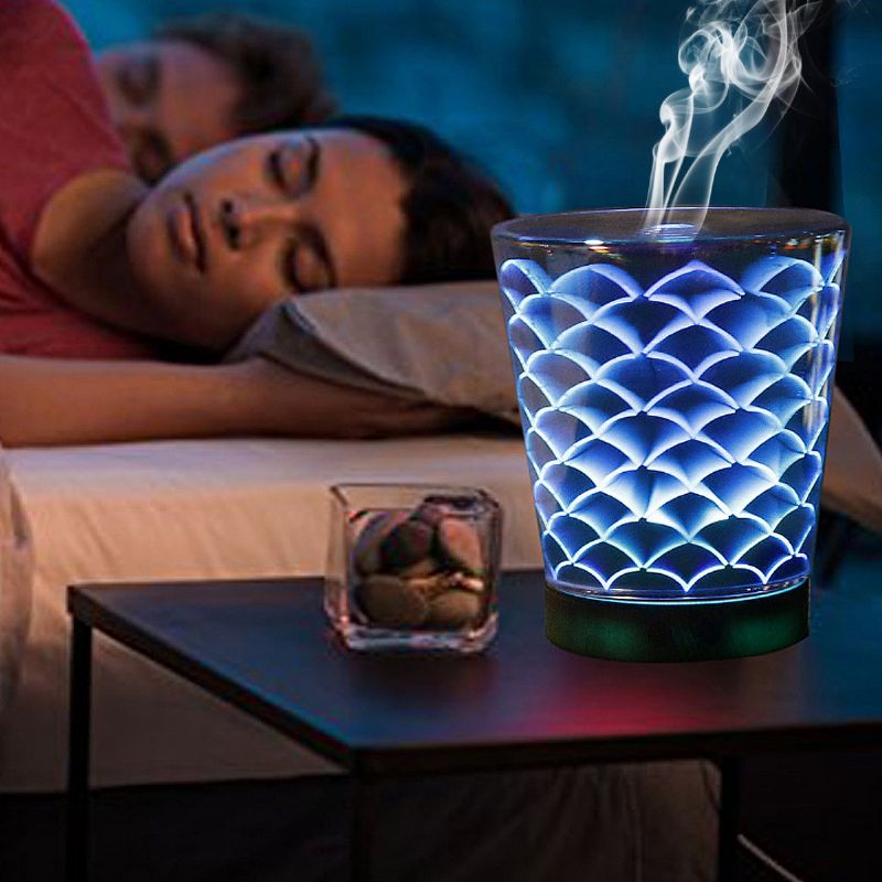 Riblje Ljuske Ultrazvučni Ovlaživač S Hladnom Zračnom Maglom 3d Staklena Noćna Svjetla Aromaterapijski Difuzor