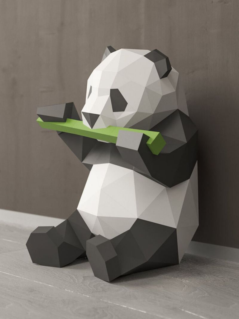 Ručno Izrađeni Diy Panda Jede Bambus 3d Papirnati Model Dekoracija Doma Dnevni Boravak Uredski Dekor Diy Zanatski Puzzle Obrazovne Dječje Igračke Poklon