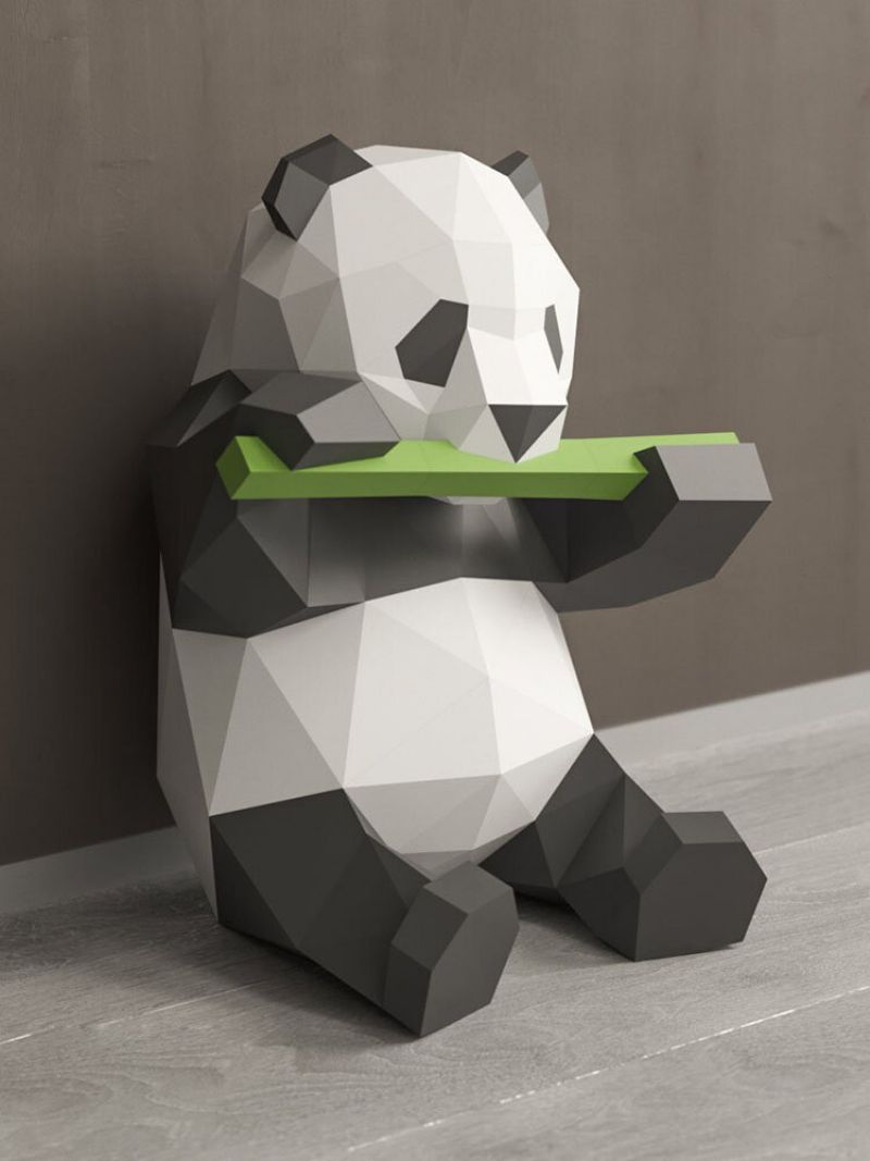 Ručno Izrađeni Diy Panda Jede Bambus 3d Papirnati Model Dekoracija Doma Dnevni Boravak Uredski Dekor Diy Zanatski Puzzle Obrazovne Dječje Igračke Poklon