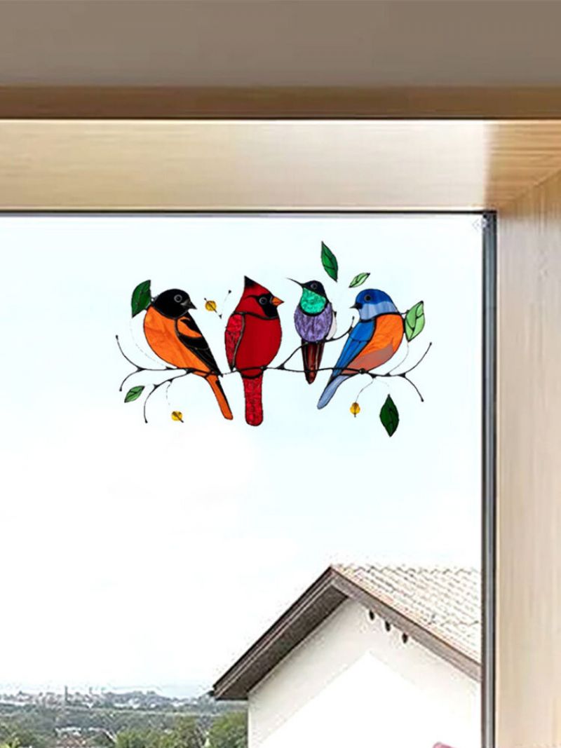 Šarene Višestruke Ptice Stakleni Prozor Zidne Naljepnice U Obliku Crtića Slatka Pozadinska Tapeta Za Uređenje Doma