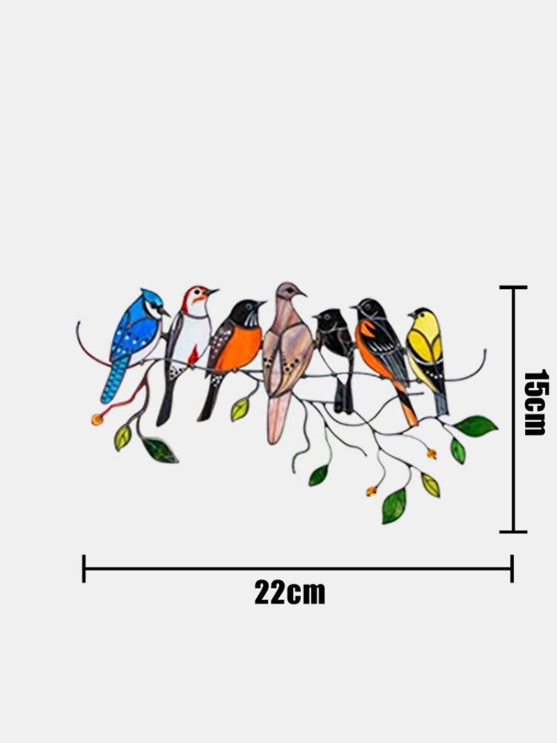 Šarene Višestruke Ptice Stakleni Prozor Zidne Naljepnice U Obliku Crtića Slatka Pozadinska Tapeta Za Uređenje Doma