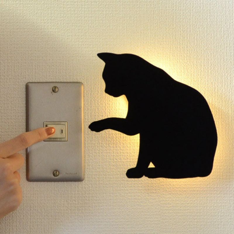 Slatka Mačka Akrilna Zidna Svjetiljka Lampa Za Kontrolu Zvuka Led Noćna Za Dnevnu Sobu