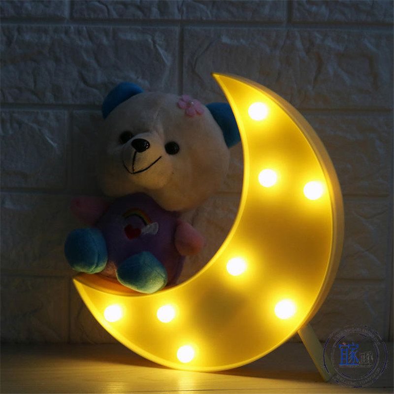 Slatka Mjesečeva Led Noćna Svjetiljka Zidna Baterijska Lampa Dekoracija Za Dječju Spavaću Sobu