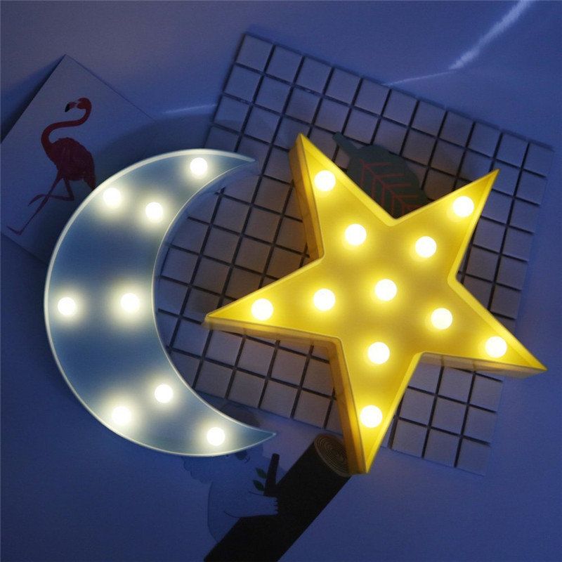 Slatka Mjesečeva Led Noćna Svjetiljka Zidna Baterijska Lampa Dekoracija Za Dječju Spavaću Sobu