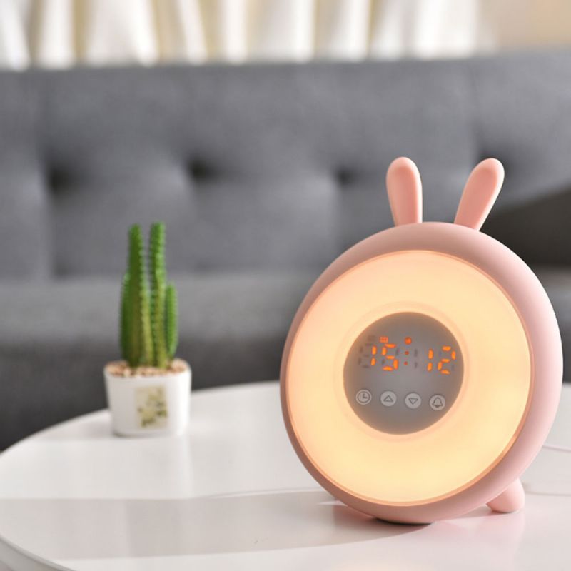 Sweet Dream Time Rabbit Wake Up Lamp Budilica Simulacija Izlaska Sunca Novi Dječji Alarm Noćno Svjetlo Kreativni Zeko Mood Light Sat