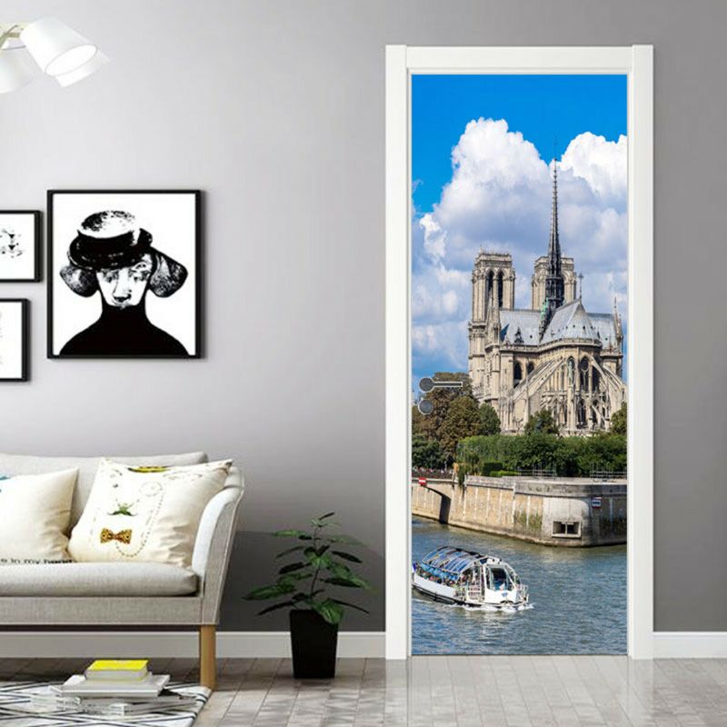 Ukrasne Naljepnice Na Vratima Prekrasna Pariška Zgrada 2 Kompleta 3d Zidne Kreativne Pvc Uklonjive
