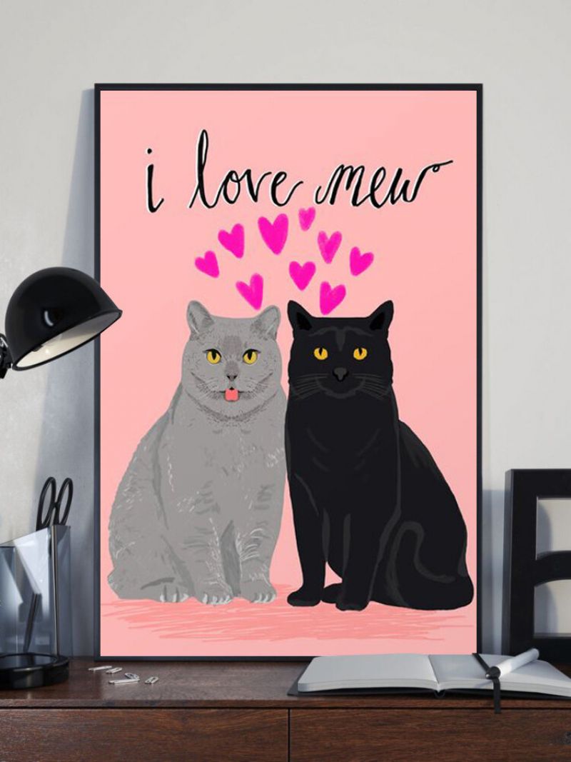 Valentinovo Love Cats Uzorak Na Platnu Slika Bez Okvira Zidna Umjetnost Na Uređenje Doma Za Dnevnu Sobu