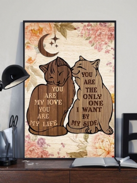Valentinovo Slike Na Platnu S Mačkama I Uzorcima Slova Bez Okvira Zidna Umjetnost Na Uređenje Doma Za Dnevnu Sobu