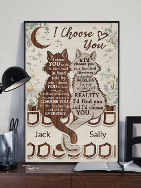 Valentinovo Slike Na Platnu S Mačkama I Uzorcima Slova Bez Okvira Zidna Umjetnost Na Uređenje Doma Za Dnevnu Sobu