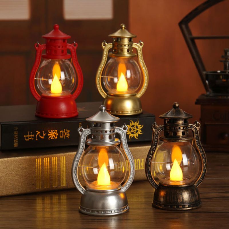 Vintage Stilski Ukras Lanterna Led Svjetiljka S Imitacijom Fitilja Kreativna Barska Dvorišna Novogodišnji