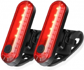 2pcs Usb Punjiva Led Stražnja Svjetla Za Bicikl Sigurnosno Svjetlo Upozorenja Lampa Za Za Brdski Dodaci Za Bicikle Za Sportske