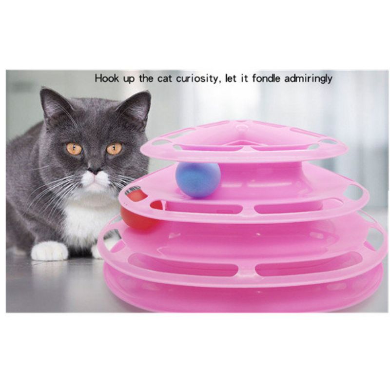 3 Boje Smiješna Mačka Toranj S Lopticama Okretna Lopta Kitty Plastična Interaktivna Igra