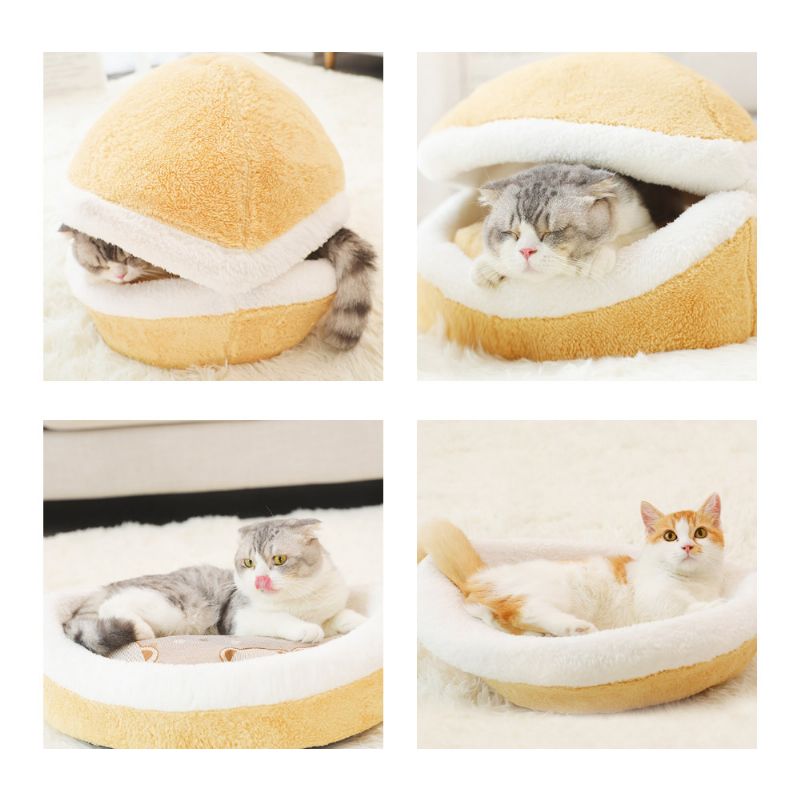 Kućica Za Mačke U Obliku Hamburgera S Mekim Baršunastim I Pp Pamučnim Materijalom Uzgajivačnica Mačaka Prilagođena Koži