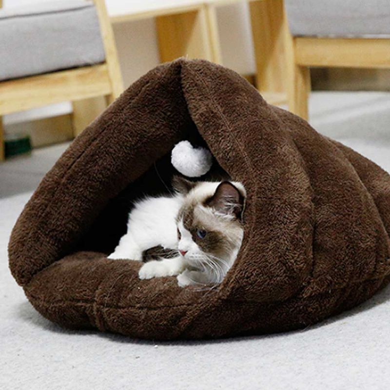 Plišani Trokutasti Krevet S Gnijezdom Za Mačke Održavajte Toplinu Lutke Za Gniježđenje Mačaka Luksuzno Pamučno Gnijezdo Za