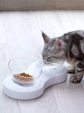 Podesiva Zdjela Za Mačke Dizajnirana Za Za Kućne Ljubimce Za Piće Za Mačju Hranu Kosa Prozirna Dvostruka Za
