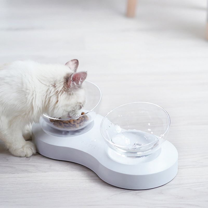 Podesiva Zdjela Za Mačke Dizajnirana Za Za Kućne Ljubimce Za Piće Za Mačju Hranu Kosa Prozirna Dvostruka Za
