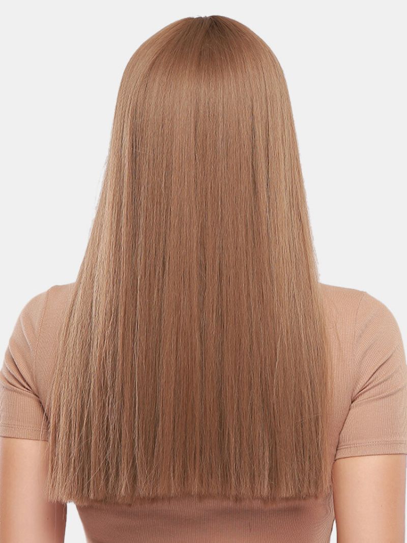 24-inčna Svijetlosmeđa Duga Ravna Kosa S Punim Šiškama Perike Od Vlakana Visoke Temperature