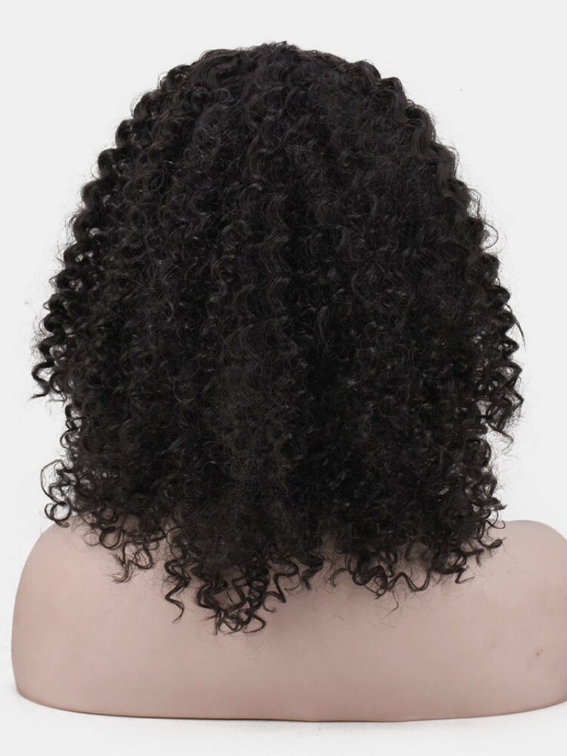 Afro Male Kovrčave Ženske Kose Srednje Dužine Duge Šiške Puna Perika Koja Pokriva Glavu