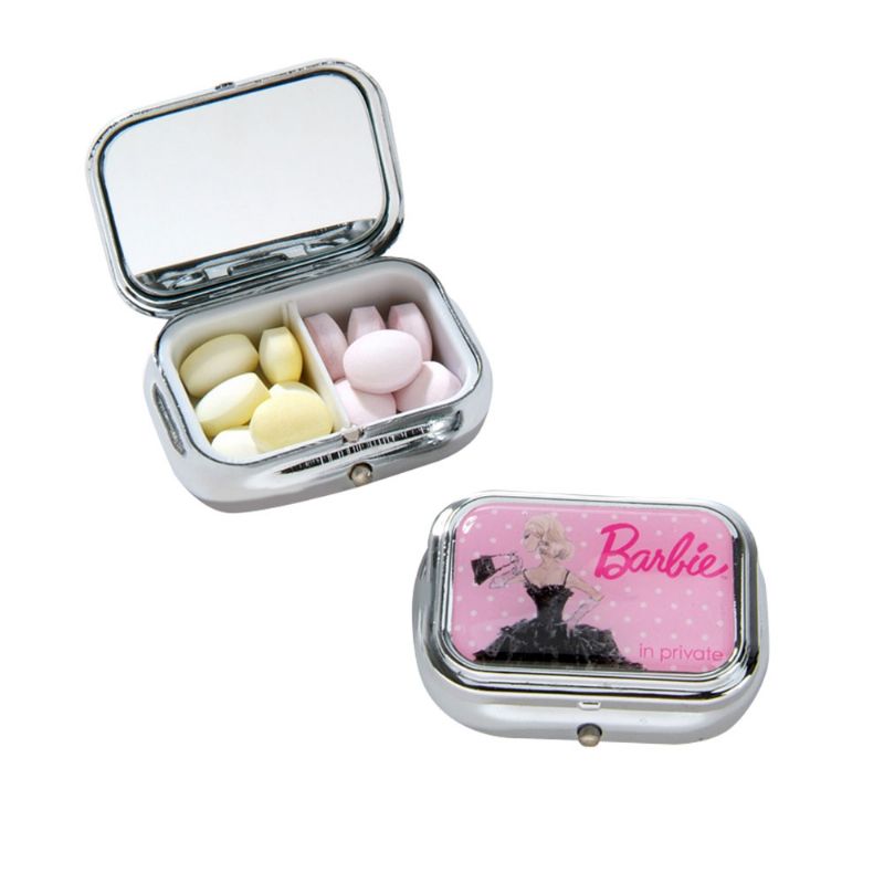 Asb Kutija Za Pilule Od Nehrđajućeg Čelika S Dvije Ćelije Ogledalo Mali Spremnik Za Lijekove Prijenosna Za Doziranje Umjetnih Trepavica