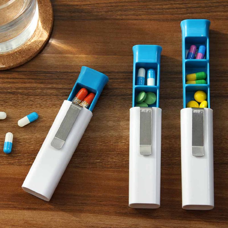 Kreativni Organizator Za Modeliranje Pilula Medicinska Mini Kutija Za Pilule Prijenosna Za Pohranjivanje Nakita Za Lijekove S 3 Utora S Elastičnom Stezaljkom