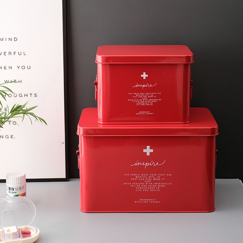 Kutija Za Lijekove U Nordijskom Stilu Za Obiteljsku Upotrebu. Slojevita Od Bijelog Lima Za Pohranu Lijekova Prijenosna Metalna Oprema Za Velikog Kapaciteta