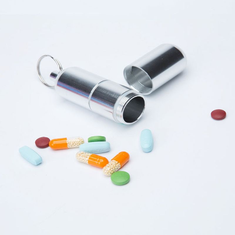 Kutija Za Pilule Privjesak Za Ključeve Vodootporan Jednokomorni Organizator Pilula Od Aluminijske Legure Za Kampiranje Na Otvorenom