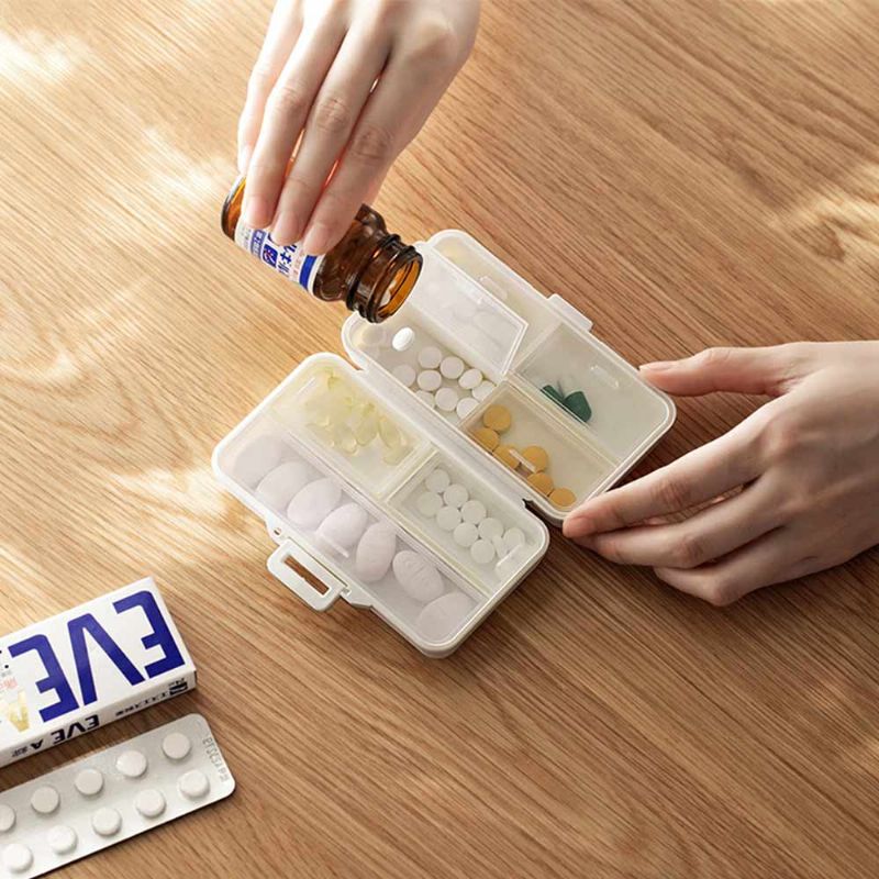 Mini Spremnik Za Lijekove Za Putovanja Na Otvorenom Sažeti Pitki Bijeli Mala Kutija Za Pilule Dozator Za Jednotjedne Doze