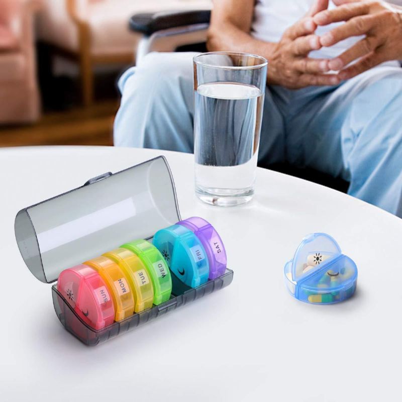 Plastična Kutija Za Tablete S 14 Odjeljaka Mini Prijenosna Za Za Tjedan Dana Ujutro I Navečer
