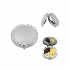 Prijenosna Kutija Za Tablete Od Nehrđajućeg Željeza Srebrna Posuda Za Organiziranje Tableta Za S Ogledalom 3 Odjeljka