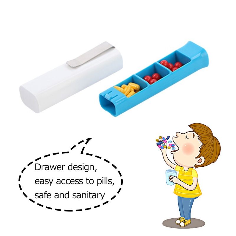 Prijenosni Spremnik U Tubi S Vitaminskim Lijekovima S 3 Odjeljka Kutija Za Pilule S Kopčom Za Svakodnevnu Upotrebu Ili Na Putovanju