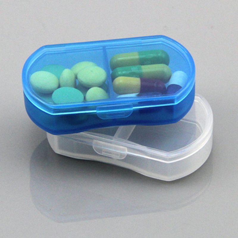 Prozirna Jednostavna Zapečaćena Kutija Za Pilule S 2 Ćelije Za Putovanja Prijenosna Za Za Svakodnevnu Upotrebu.