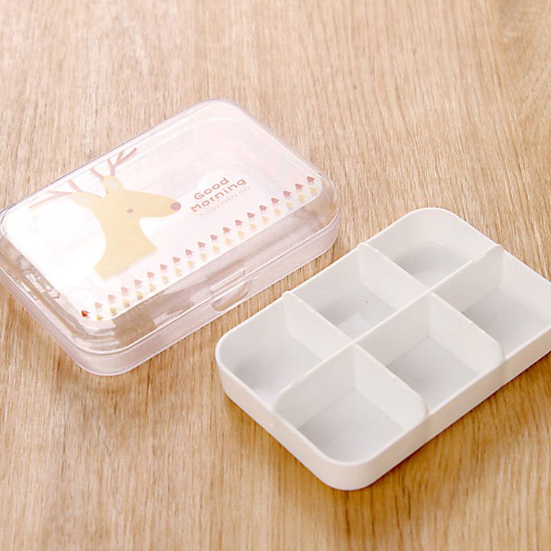 Prozirna Kutija Za Organiziranje Tableta S Crtanim Uzorkom Sa 6 Odjeljaka Spremnik Za Lijekove Za Putovanje Dnevni Dozator Kutije Za Tablete