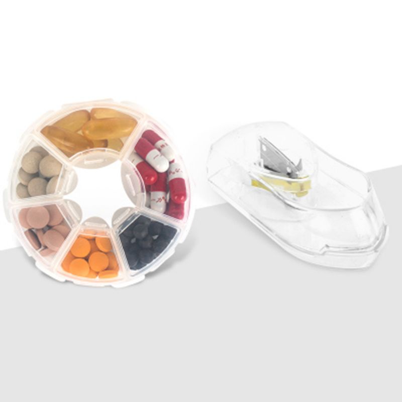 Rezač Tableta I S Prostorom Za Pohranjivanje Lijekova Prozirni S Oštricom Od Nehrđajućeg Čelika