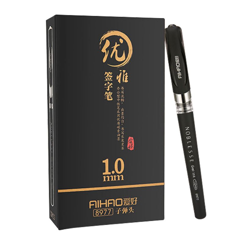 12pcs Gel Olovka Velikog Kapaciteta 1.0 mm Carbon Bold Pen Crna Poslovna S Potpisom Grubi Uredski Pribor