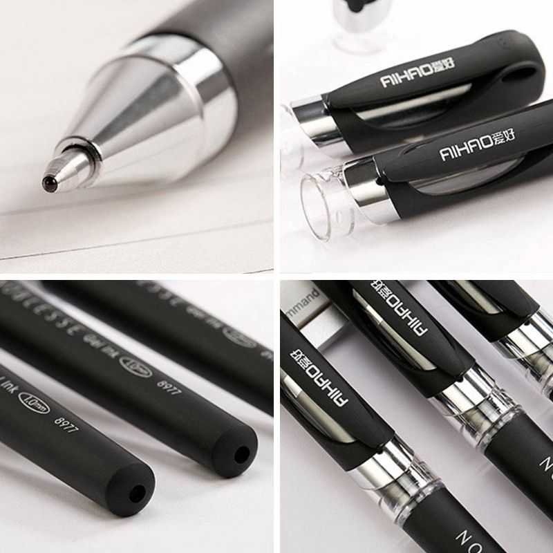 12pcs Gel Olovka Velikog Kapaciteta 1.0 mm Carbon Bold Pen Crna Poslovna S Potpisom Grubi Uredski Pribor