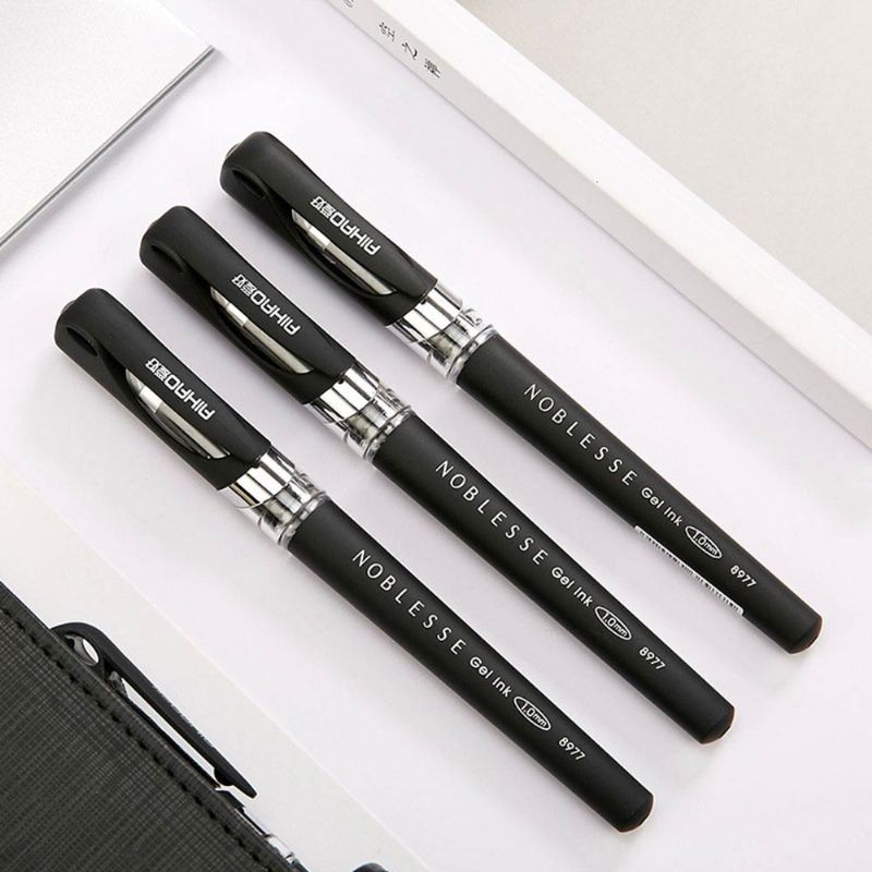 12pcs Gel Olovka Velikog Kapaciteta 1.0 mm Carbon Bold Pen Crna Poslovna S Potpisom Grubi Uredski Pribor