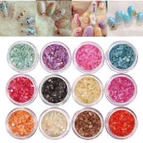 12 Boja Nail Art Svjetlucavi Zgnječeni Komadići Ljuske U Prahu Savjeti Za Prašinu Diy Set Za Ukrašavanje