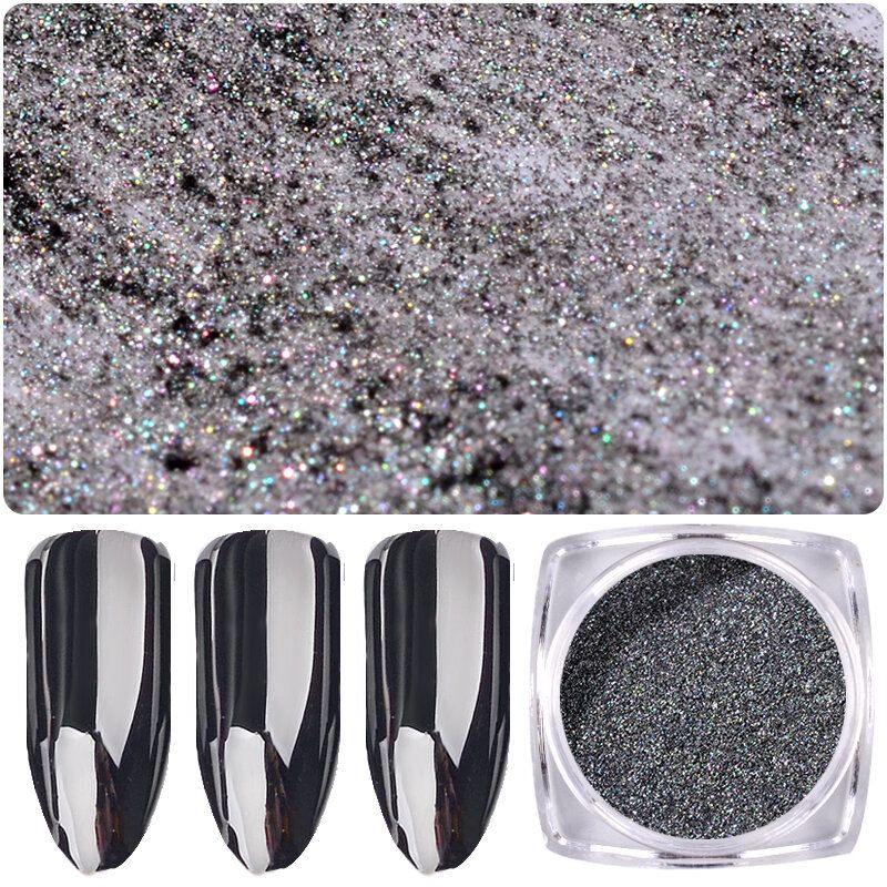 1g Magic Mirror Black Nail Glitter Powder Smooth Nails Art Chrome Pigment Dust Manicure Diy Decorati