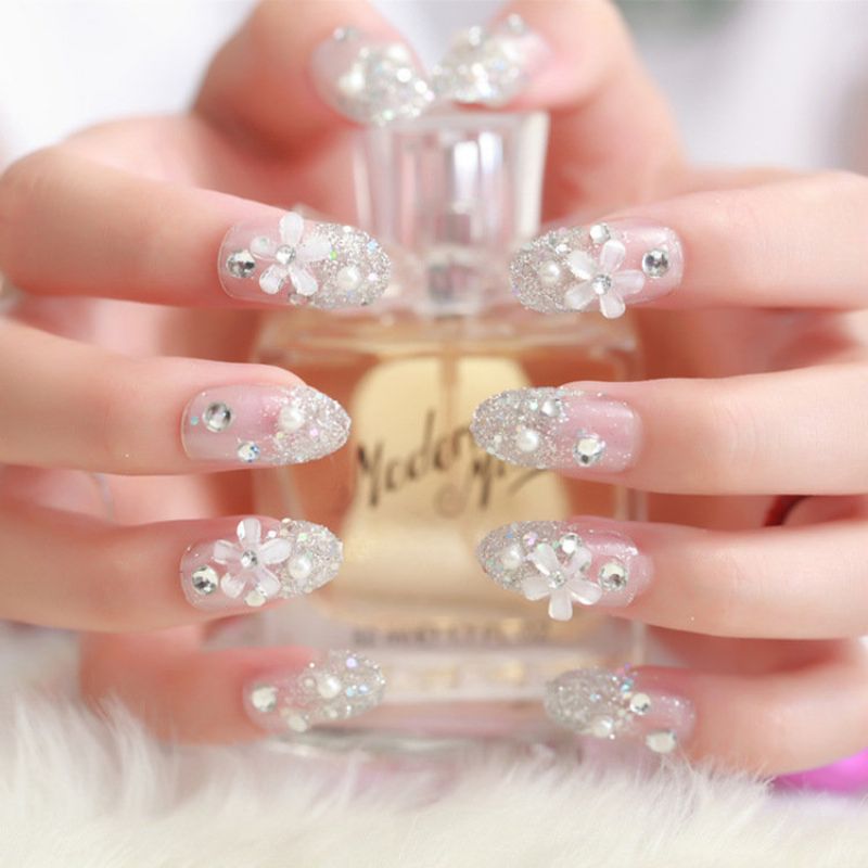 24 Kom./kutija Elegantni Vrhovi Za Nokte Svadbena Puna Lažna Kopča Za Manikura Nail Art