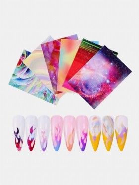 6 Boja/komplet Šarene Naljepnice Za Nokte Laser Dazzle Flame Nail Art Transfer Samoljepljive Papir