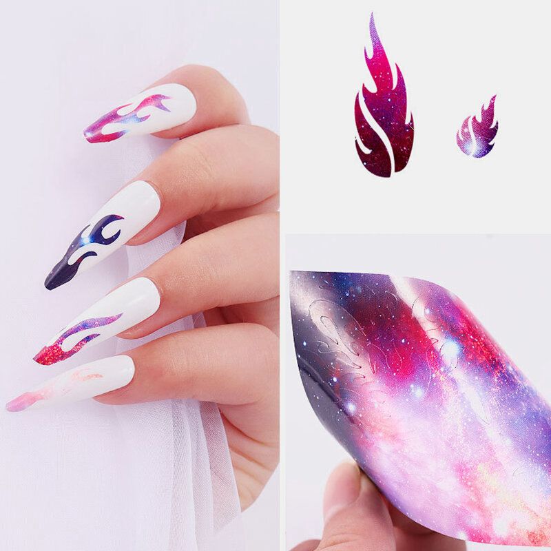 6 Boja/komplet Šarene Naljepnice Za Nokte Laser Dazzle Flame Nail Art Transfer Samoljepljive Papir