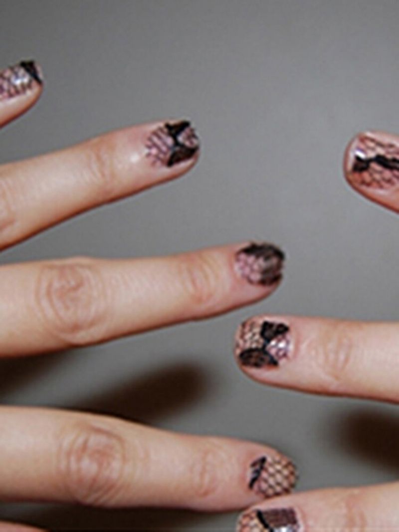 Crni Čipkasti Uzorak Nail Art Transfer Folija Cvjetni Seksi Nokti Naljepnica Diy Star Paper Tips