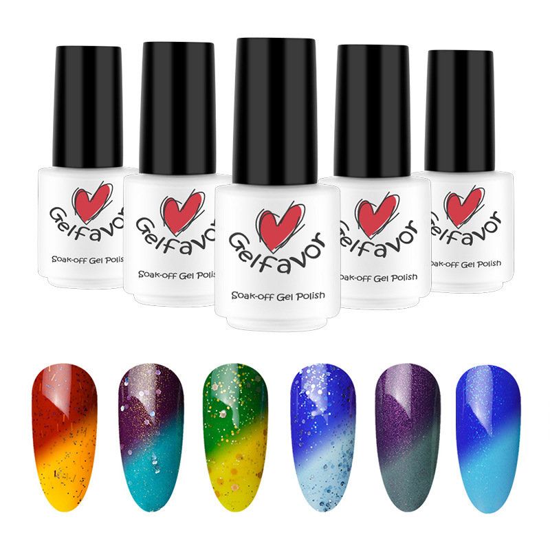 Gelfavor Shiny Temperature Change Uv Gel Polish Led Soak-off Lacquer Varnish Nail Art 7 Ml